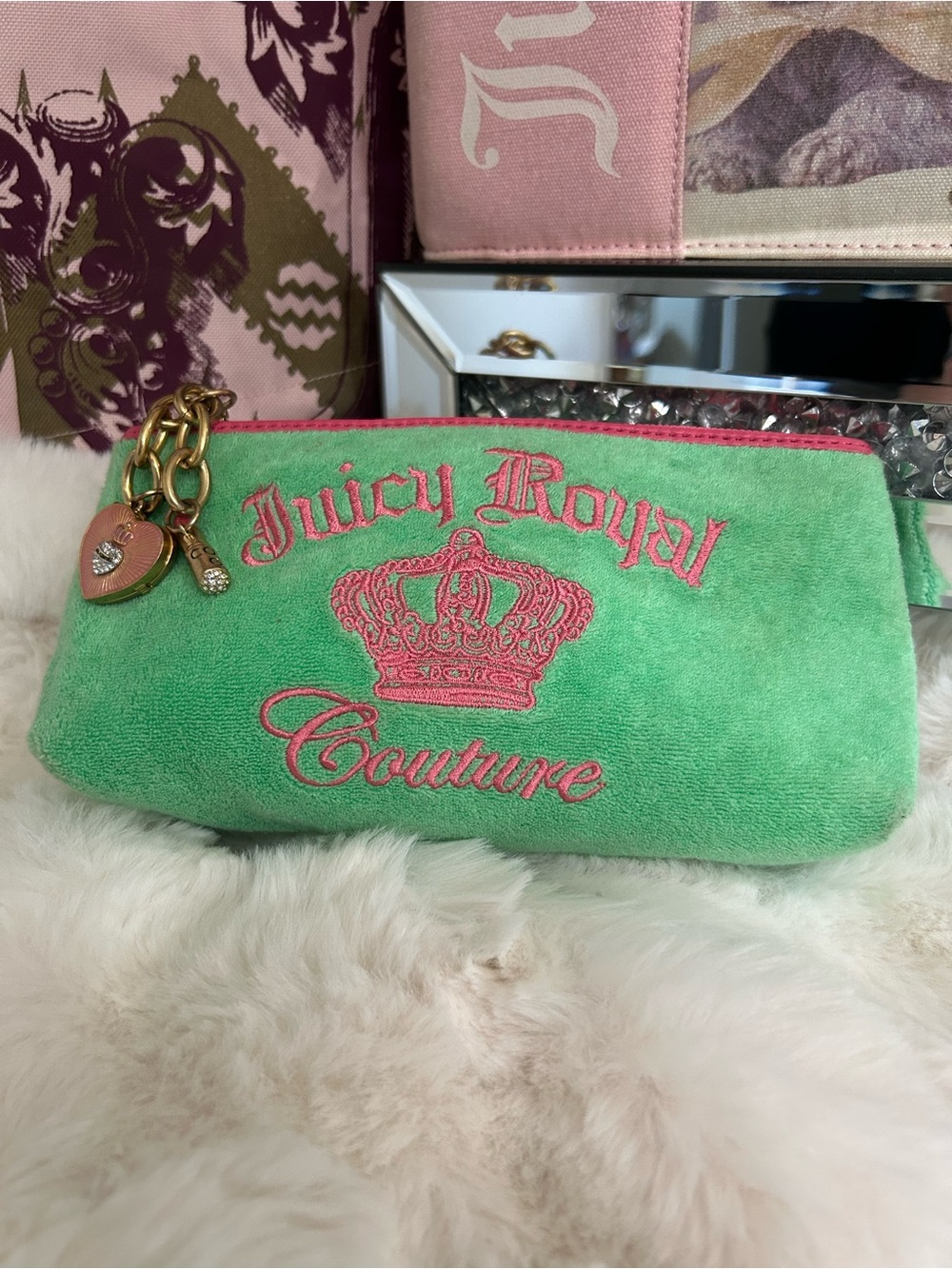 Rare Y2K Vintage 2006 Juicy Royal Couture Watermelon Green Pink Cosmetic Bag - Picture 2 of 15